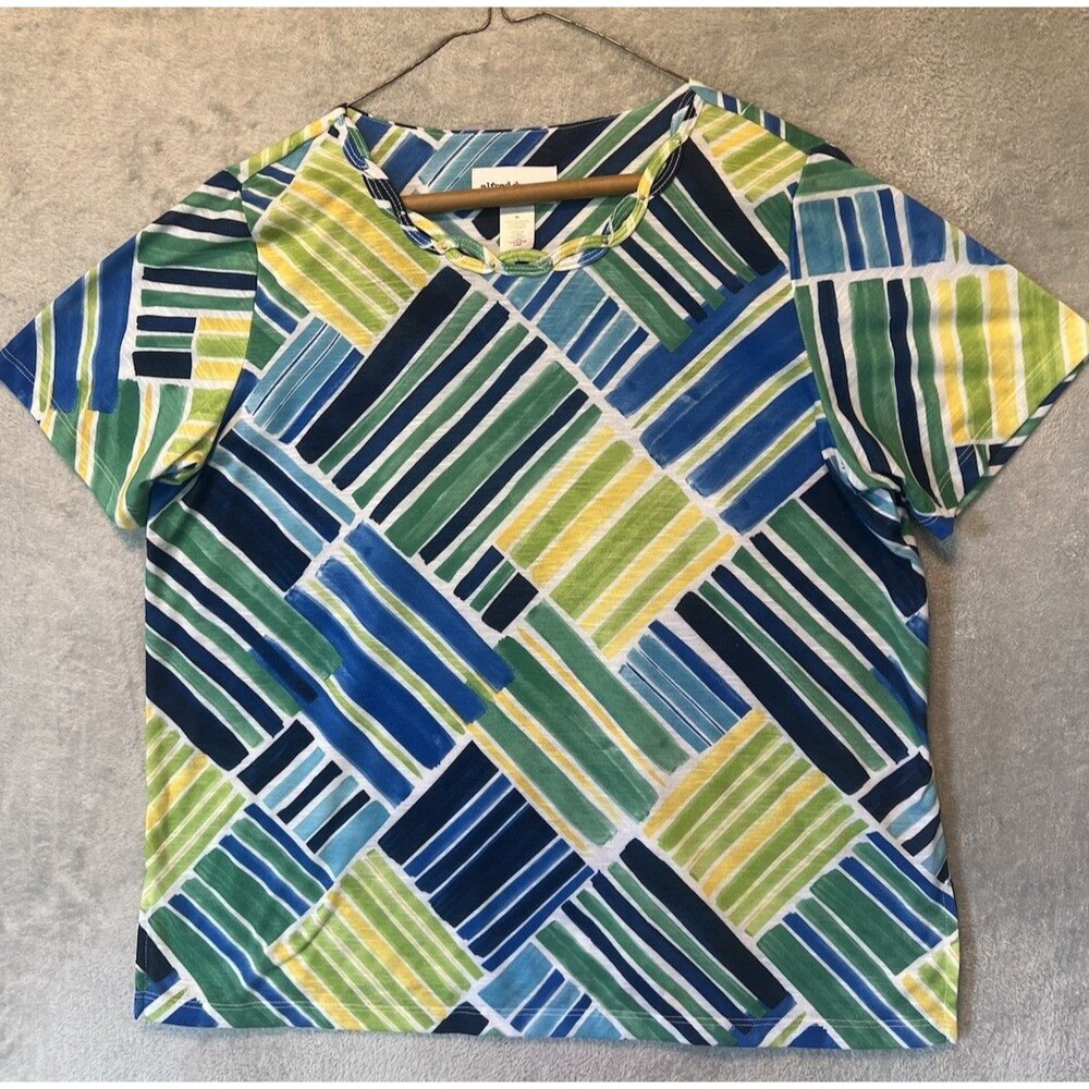 Alfred Dunner Women's 2X Printed Short Sleeve Pullover Top